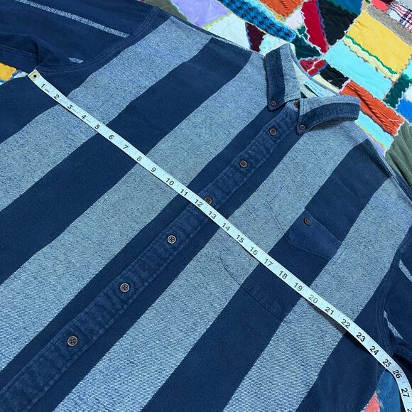Vintage Izod Thick Navy/Grey Striped Outerwear Button Up Large - Picture 5 of 6